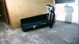 Hot girl in latex dildos her cunt