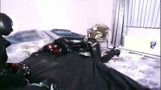 Two horny dominas tease their slave
