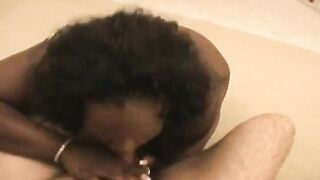 Hot ebony girl sucks a cock like a pro