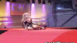 Busty blonde striper dances like a slut