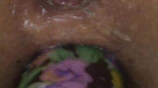 violet dildo in a asian anus