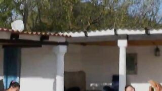 Six naked girls by the pool from europe