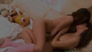 hungry lesbo teens from Russia kissing