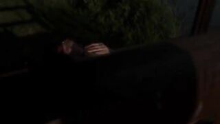 brunet toying outside on the bench