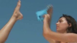 delicate lesbo workout on the roof