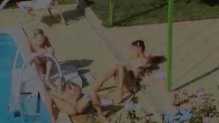 Three girls secret fucking by the pool