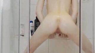 brutally skinny girl in the shower