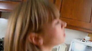 Teen housekeeper riding huge vibrator