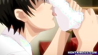 Busty hentai maids group oralsex and facial cumshot