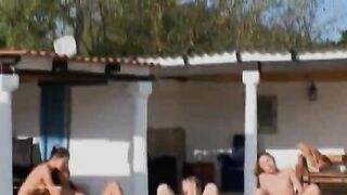 Six naked girls by the pool from poland
