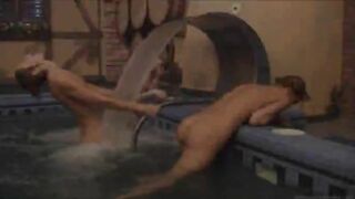 Three russian schoolgirls in the pool
