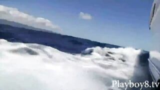Three sexy hotties tryout sandboarding and frisky fishing