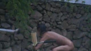 Irish chicks watersports in the garden