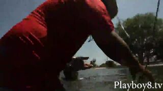 Group of badass babes hit the lake for a little wakeboarding