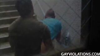 Amateur guys caught fucking in public