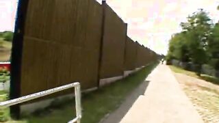 Public flashing babe for money