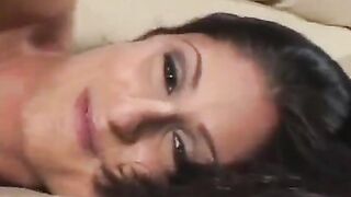 Hot brunette chick nails stiff boner