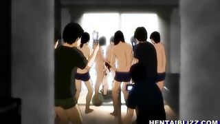 Cute hentai maid gangbanged and filmmed her sex