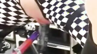 Blonde Chick Tied Up To A Fucking Machine As An Ornament On Front Of Truck