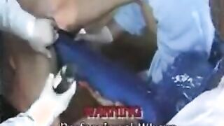 Blonde Warms Up Pussy For Gigantic Blue Dildo