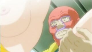 Bondage anime slut with a muzzle gets molested