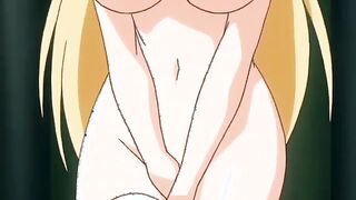 Two hentai girls sharing a monster anime cock