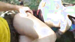 brunette teen sucking and fucking in broad daylight