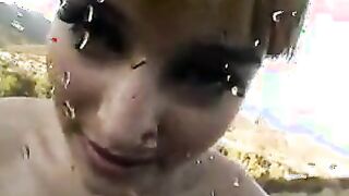 Teen plays, then squirts