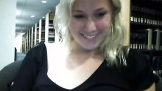 Flashing Her Tits And Pussy In A Libary