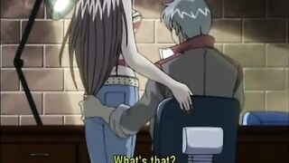 Horny young hentai babe with big juicy boobs takes her pink panties off and masturbates