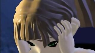 Busty 3D animated self masturbating and playing with toy