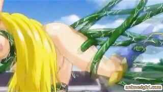 Busty hentai Princess drilled all hole by tentacles