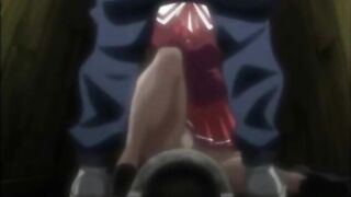 Roped hentai coed brutally fucking and swallowing cum