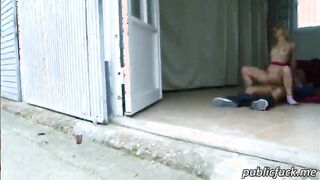 Punk type chick Jakeline boned real hard in an open store