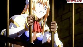 Hentai babe gets poked hard by a strapped on dildo