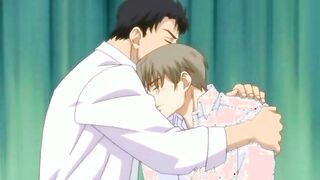 Two hentai guys having hot night kiss