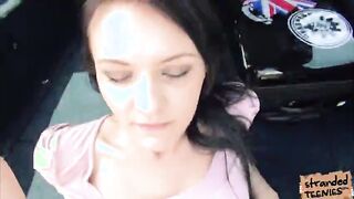 Stranded Belle Claire pays sex in return
