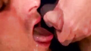 Hairy blue collar swallowing cum