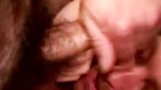 Hairy blue collar handles cock