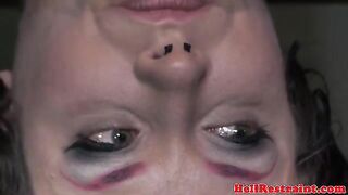 Tied up bondage sub banged with dildo