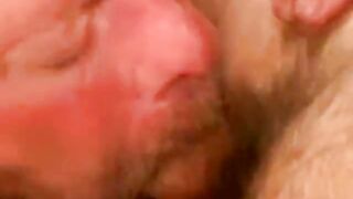 Hairy southern bear gets mouthful of cum