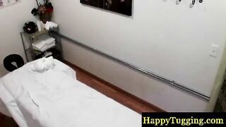 Hot asian masseuse makes fat man cum