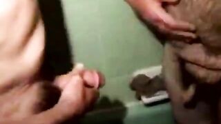 Mature straight bears in shower fucking before rimjobs