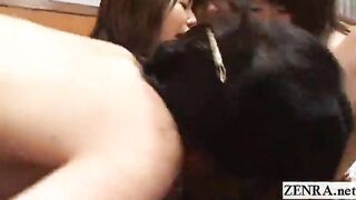 Subtitled CMNF Japanese lesbians raunchy dinner party
