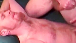 Redneck bear gets jizz on his hairy chest