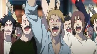 Busty hentai gangbang and blowjob in the public