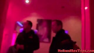 Whore jerks real client cock
