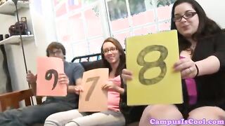 Hot college babes flash and get cumshot