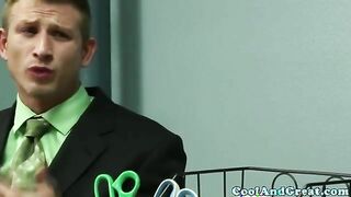 Classy brunette sprayed with cum