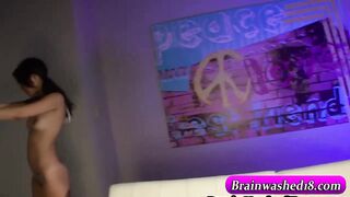Brainwashed hypno teen toying